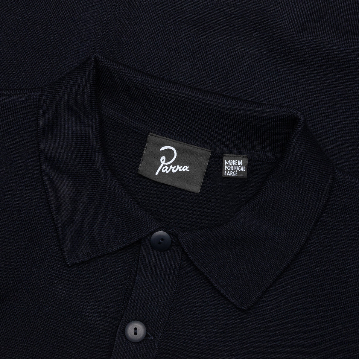 Flower Blob Knitted Polo Shirt - Midnight Blue