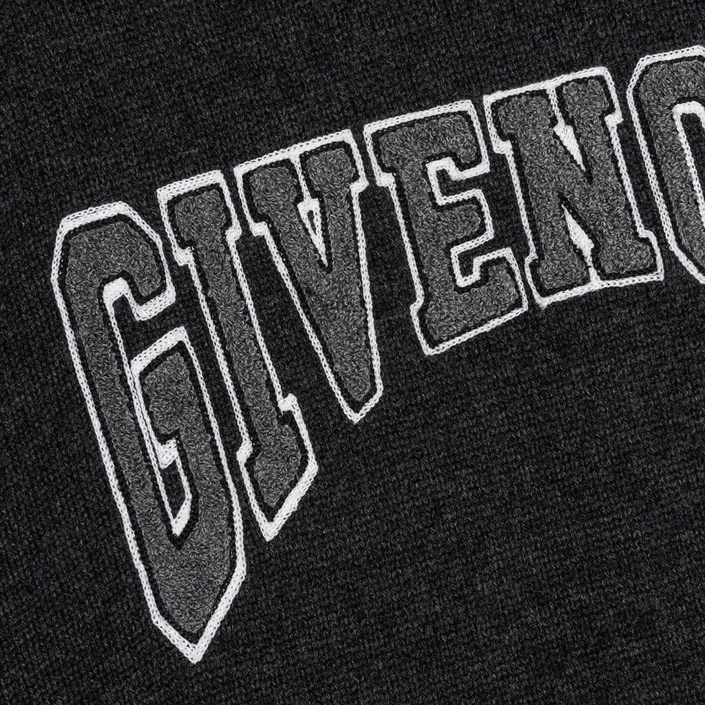 College Embroidery Crewneck Sweater - Black/Natural