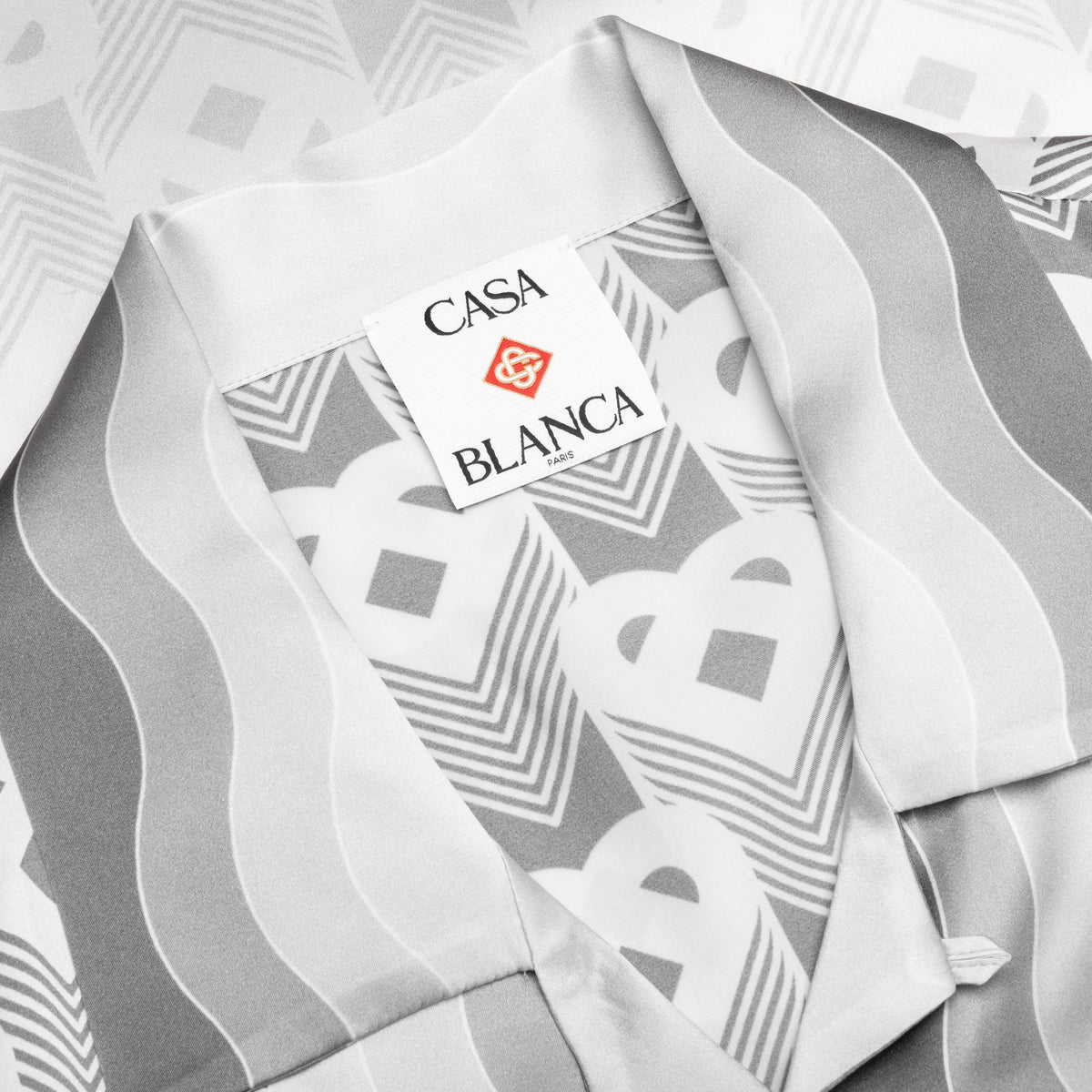 Gradient Heart Monogram S/S Cuban Collar Shirt - Grey