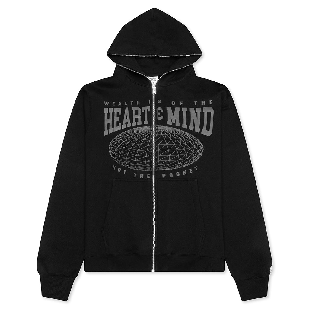 HMU Zip Front Hoodie - Black