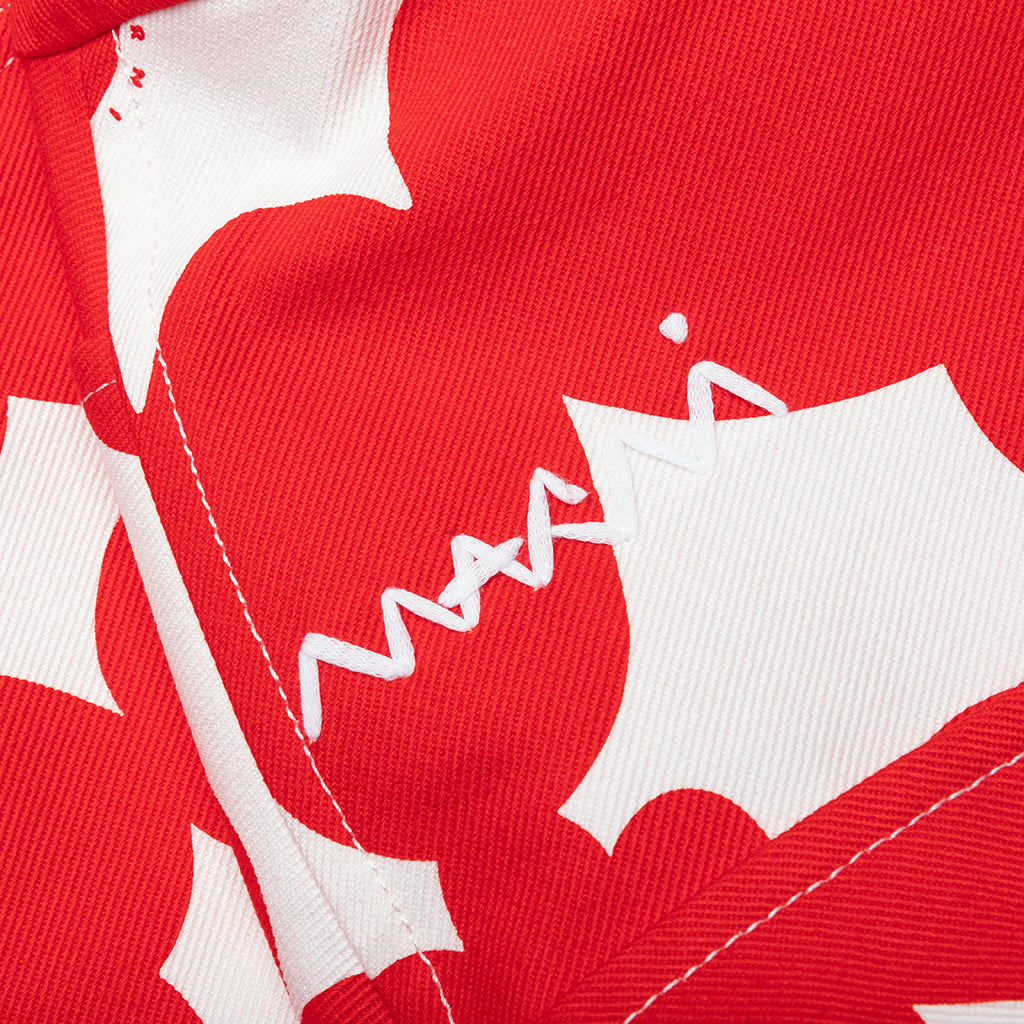 Red and White Dillies Print Jacket - Crimson