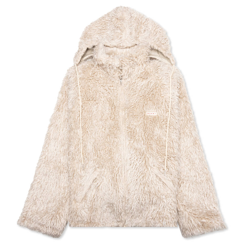 Shaggy Fleece Faux Fur Jacket - Glass