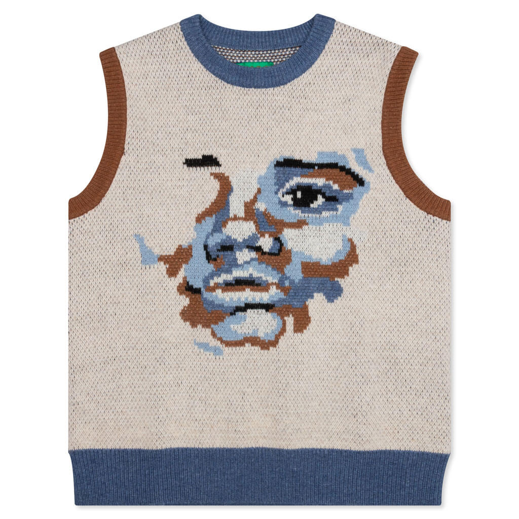 Face Knit Sweater Vest - Grey