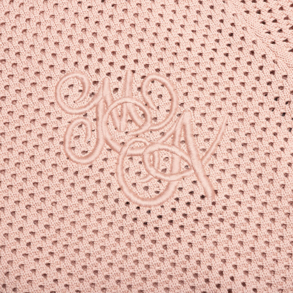 MA Swirl Crochet Crewneck - Blush