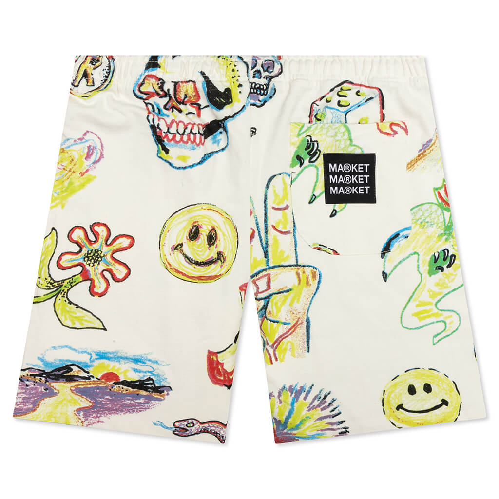 Coloring Book AOP Shorts - Cream