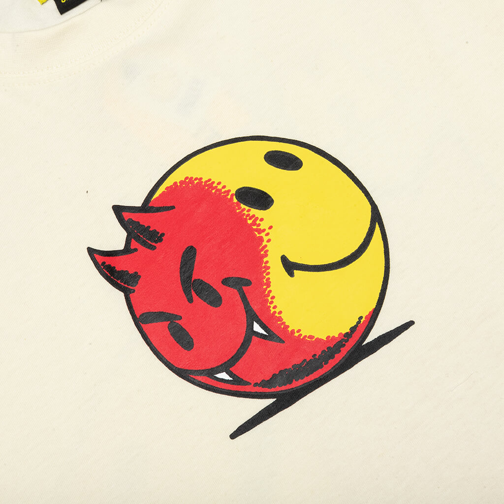 Smiley Good and Evil Tee - Cream