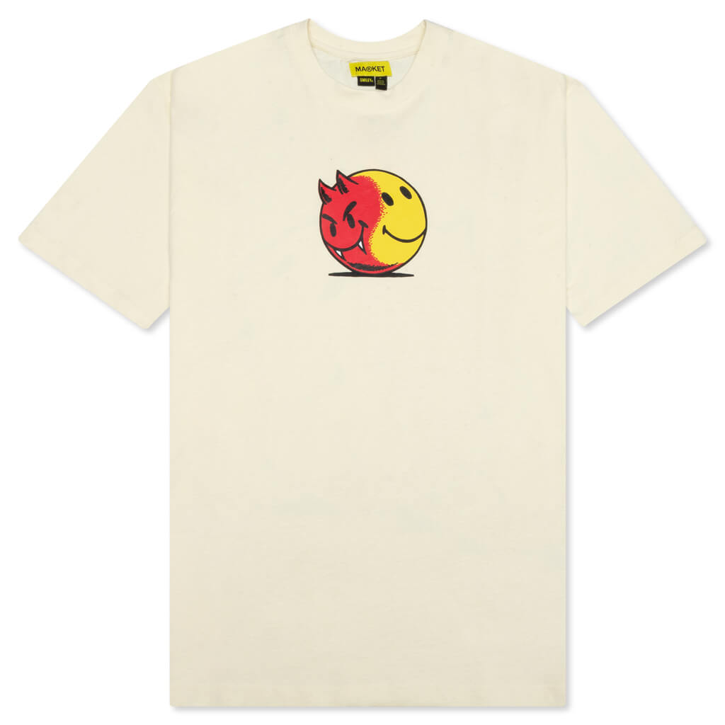 Smiley Good and Evil Tee - Cream
