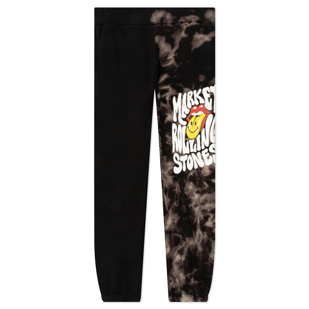 Smiley Rolling Stones Tie-Dye Sweatpants - Black Tie-Dye
