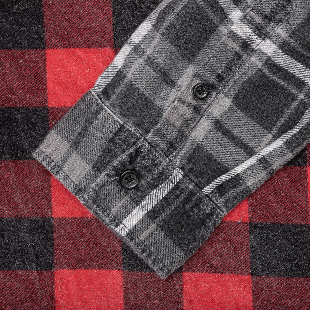 Flannel Shirt Ribbon Wide Reflection Shirt - Assorted