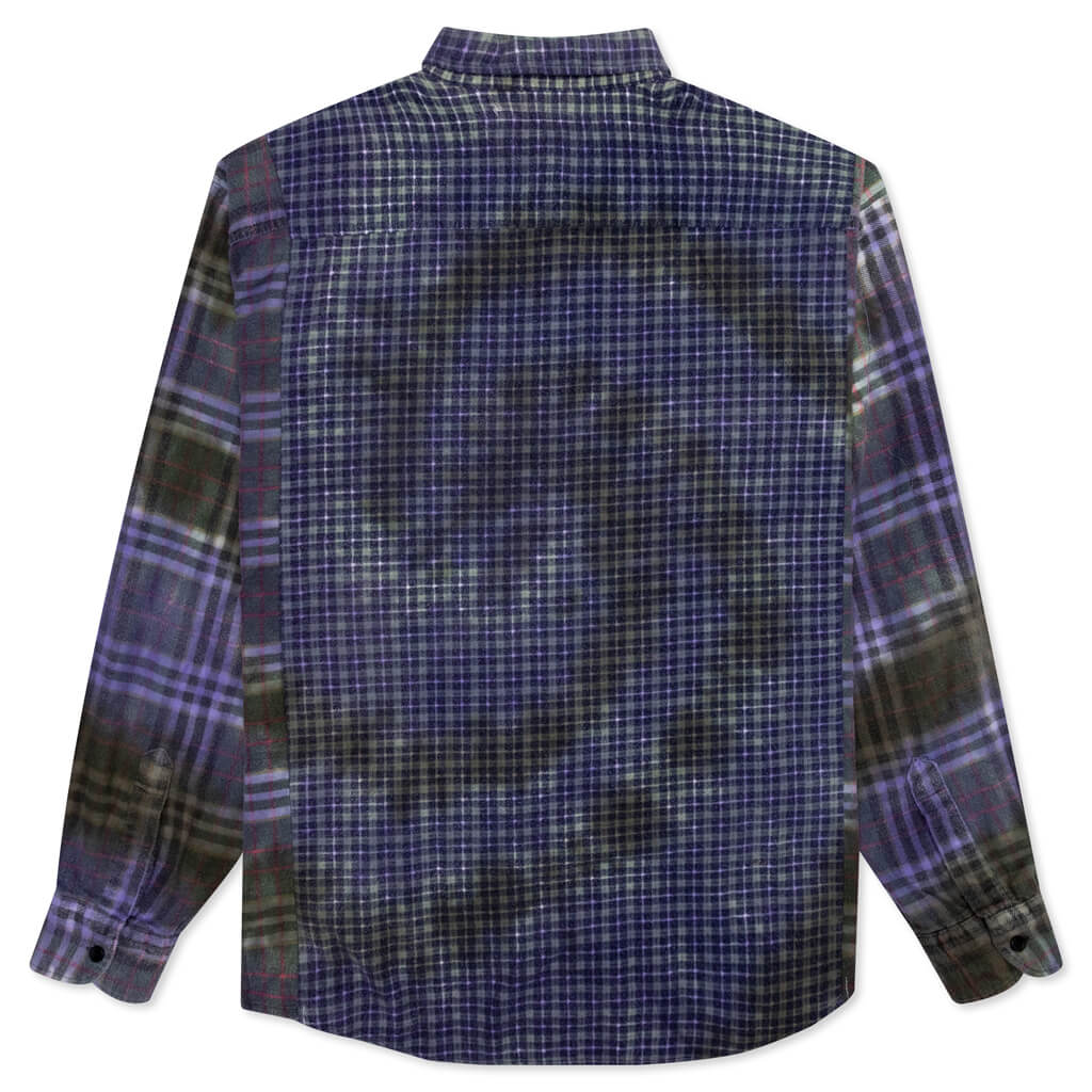 Ribbon Tie Dye Wide Flannel Shirt - Assorted