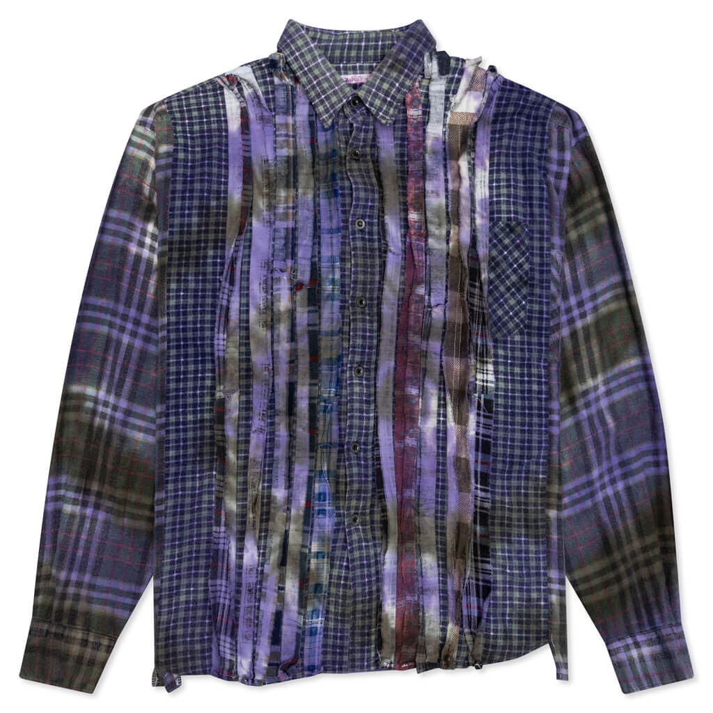 Ribbon Tie Dye Wide Flannel Shirt - Assorted