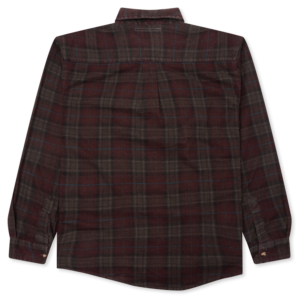 Over Dyed Ribbon Shirt - Brown