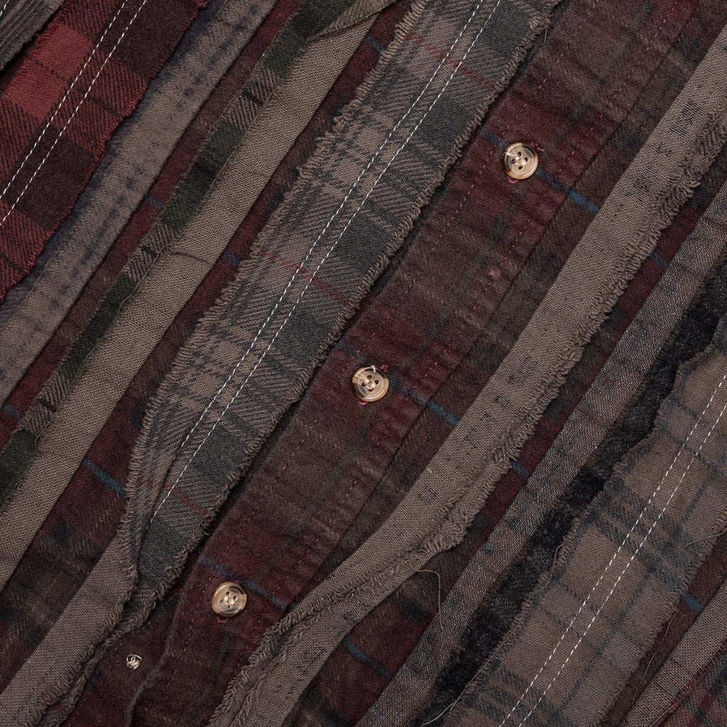 Over Dyed Ribbon Shirt - Brown