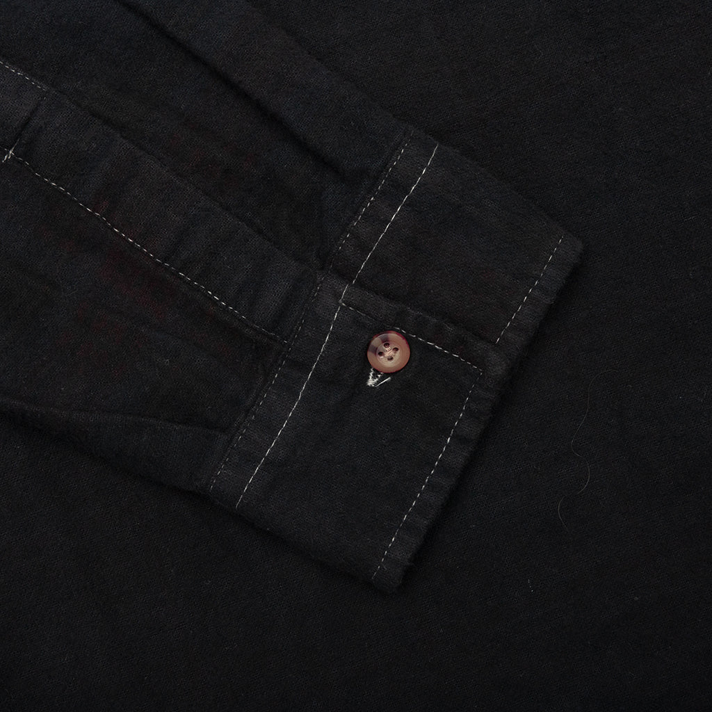 Over Dyed Ribbon Wide Shirt - Black