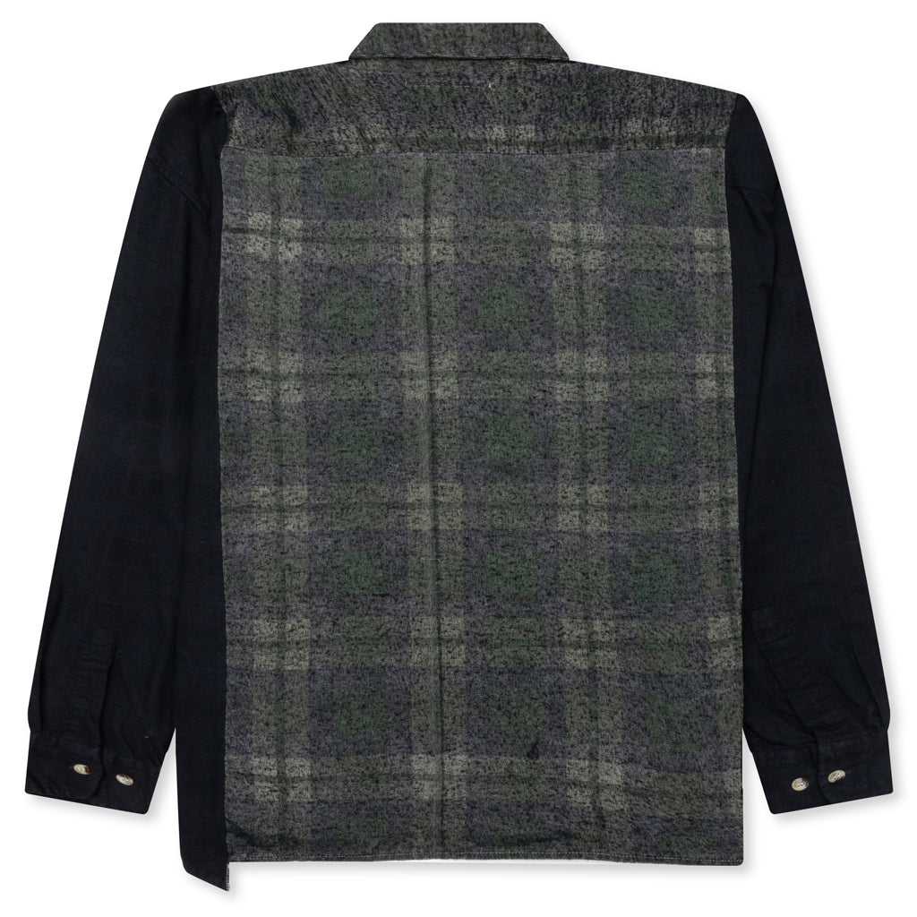 Over Dyed Ribbon Wide Shirt - Black