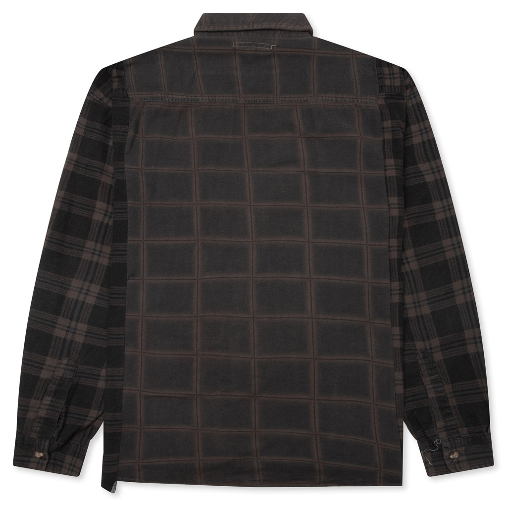 Over Dyed Ribbon Wide Shirt - Brown