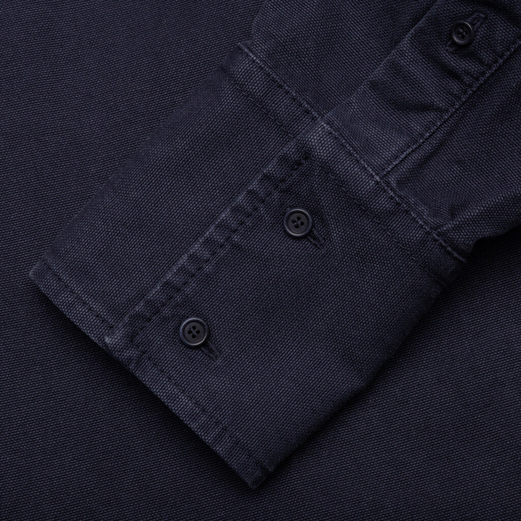 Chest Pocket Oversized Contrast Shirt - Navy
