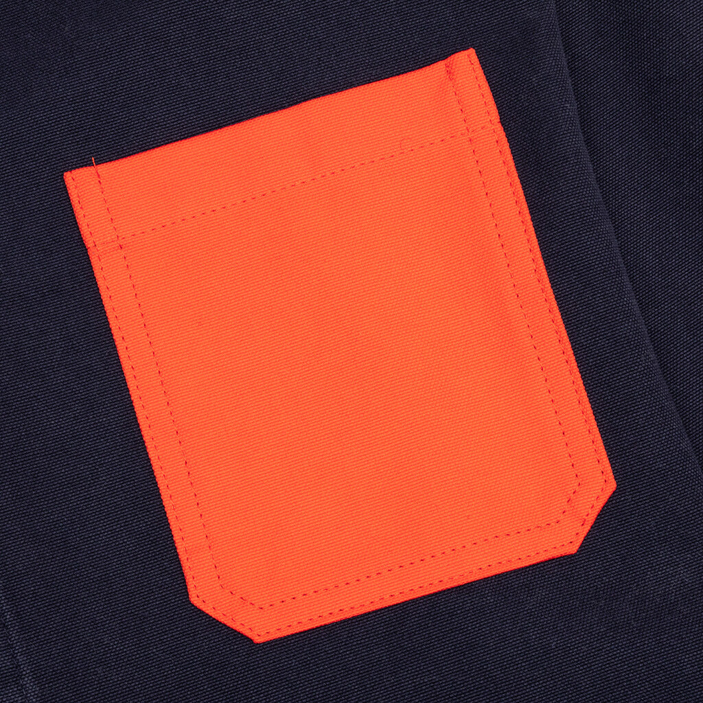 Chest Pocket Oversized Contrast Shirt - Navy