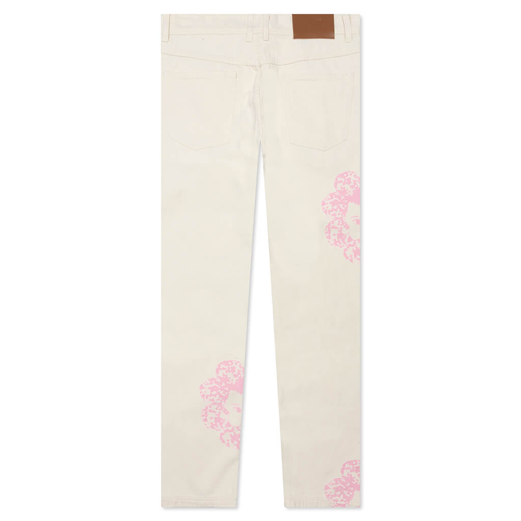 Special Printed Denim Pant - Natural