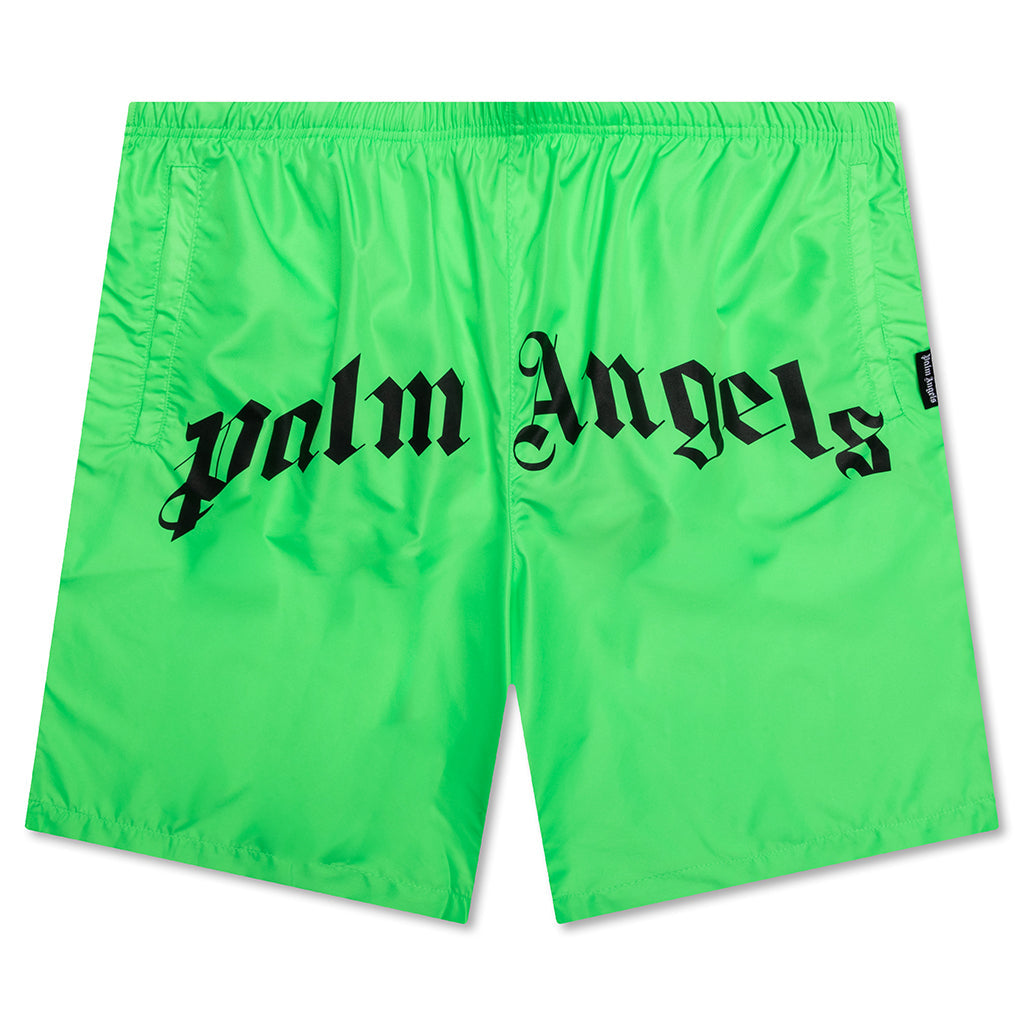 Curved Logo Bold Swim Short - Green/Fluo
