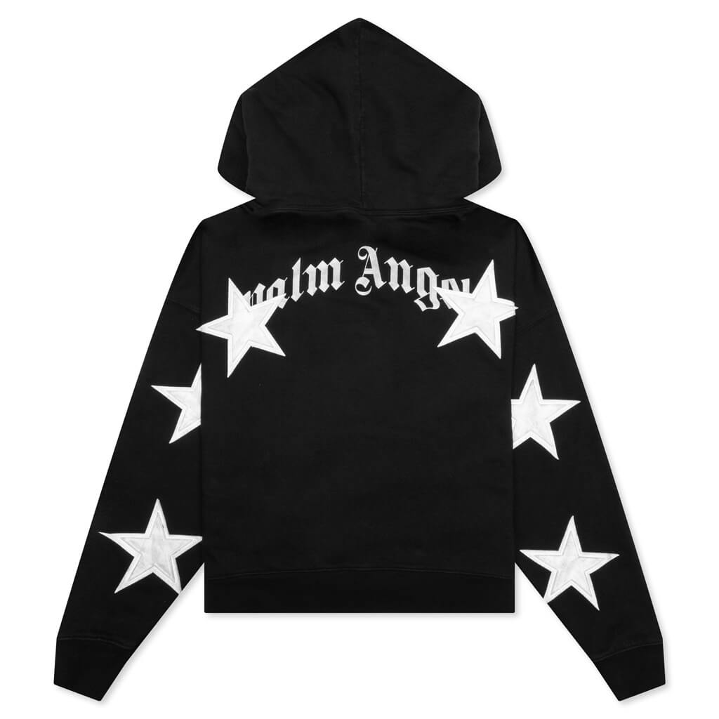 Patched Stars Vintage Hoodie - Black/White