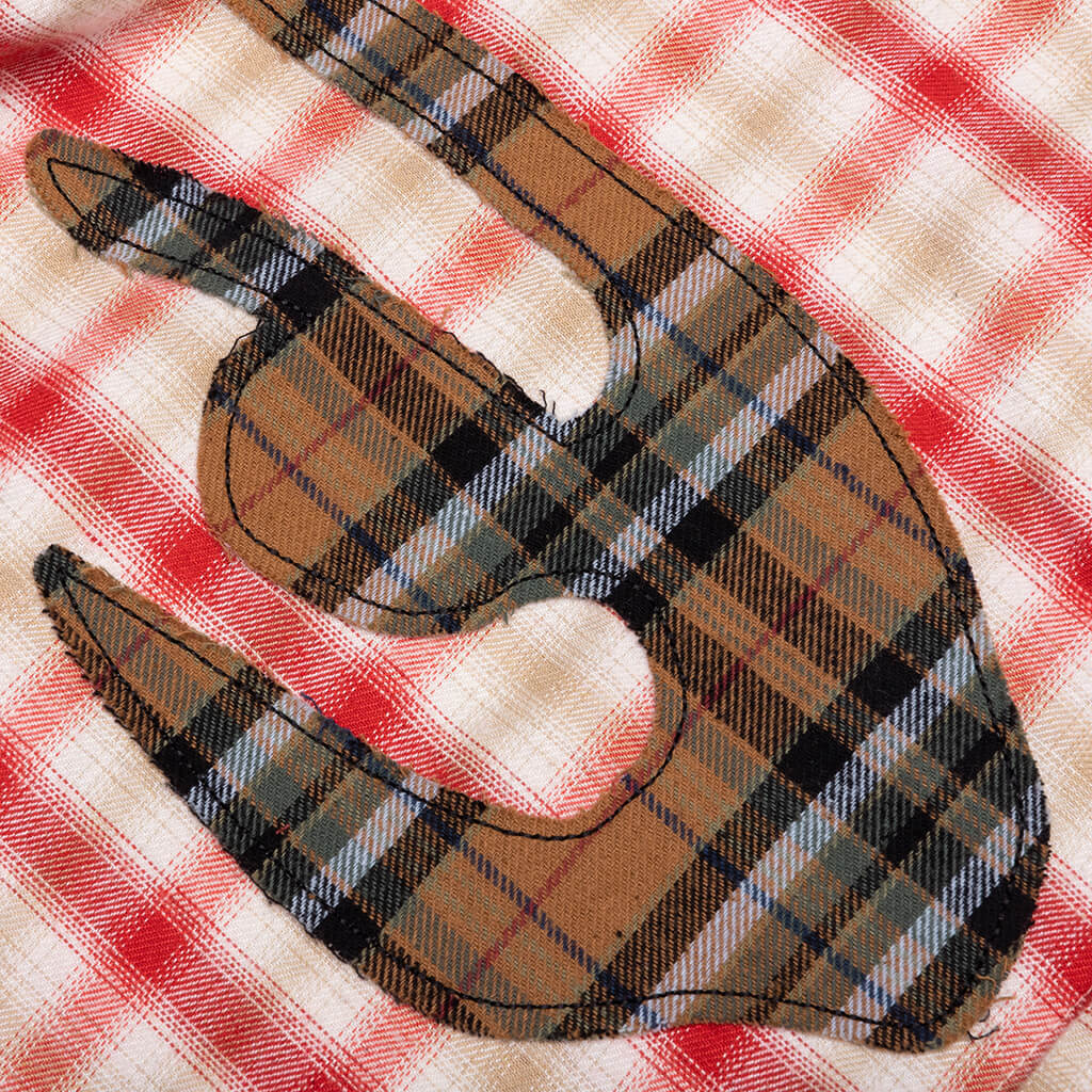 Patchwork Face Flannel Shirt - Red