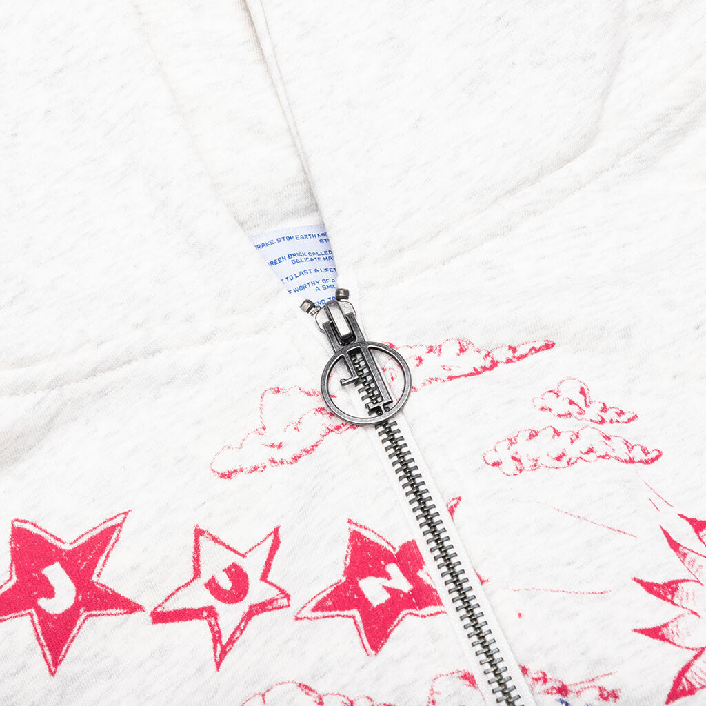 Scribbles Zip Hoodie - Grey
