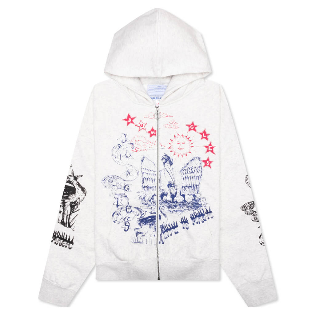 Scribbles Zip Hoodie - Grey