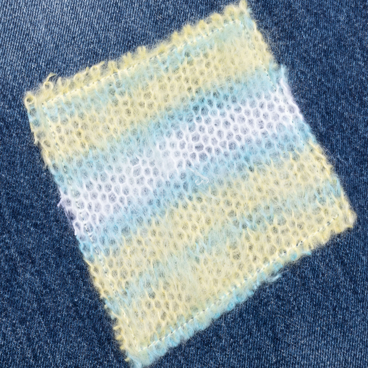 Virgin Wool Shirt With Knitted Patches - Deep Blue