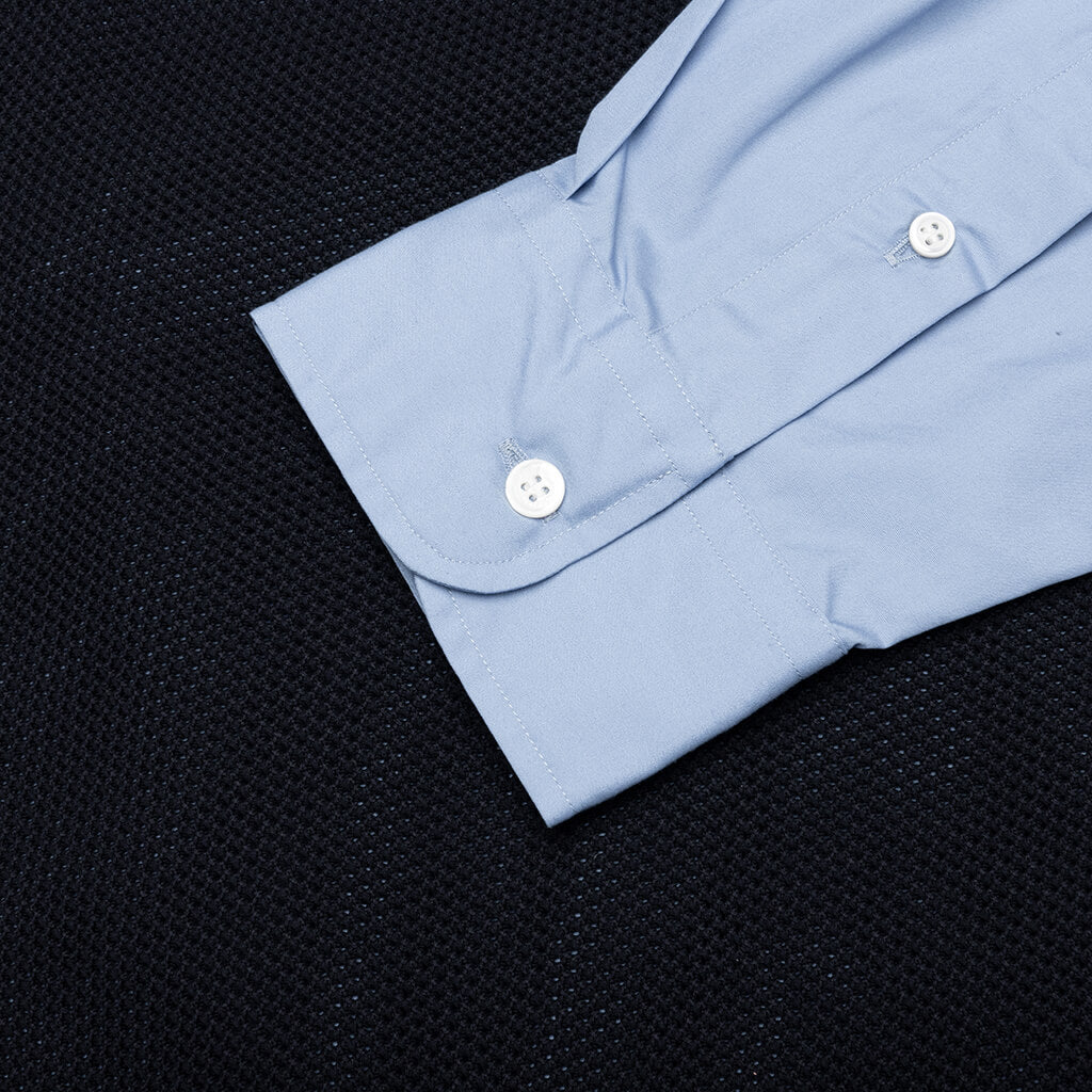Mixed Material Shirt - Sax/Navy