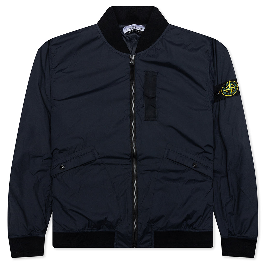 Skin Touch Nylon Bomber Jacket - Navy Blue