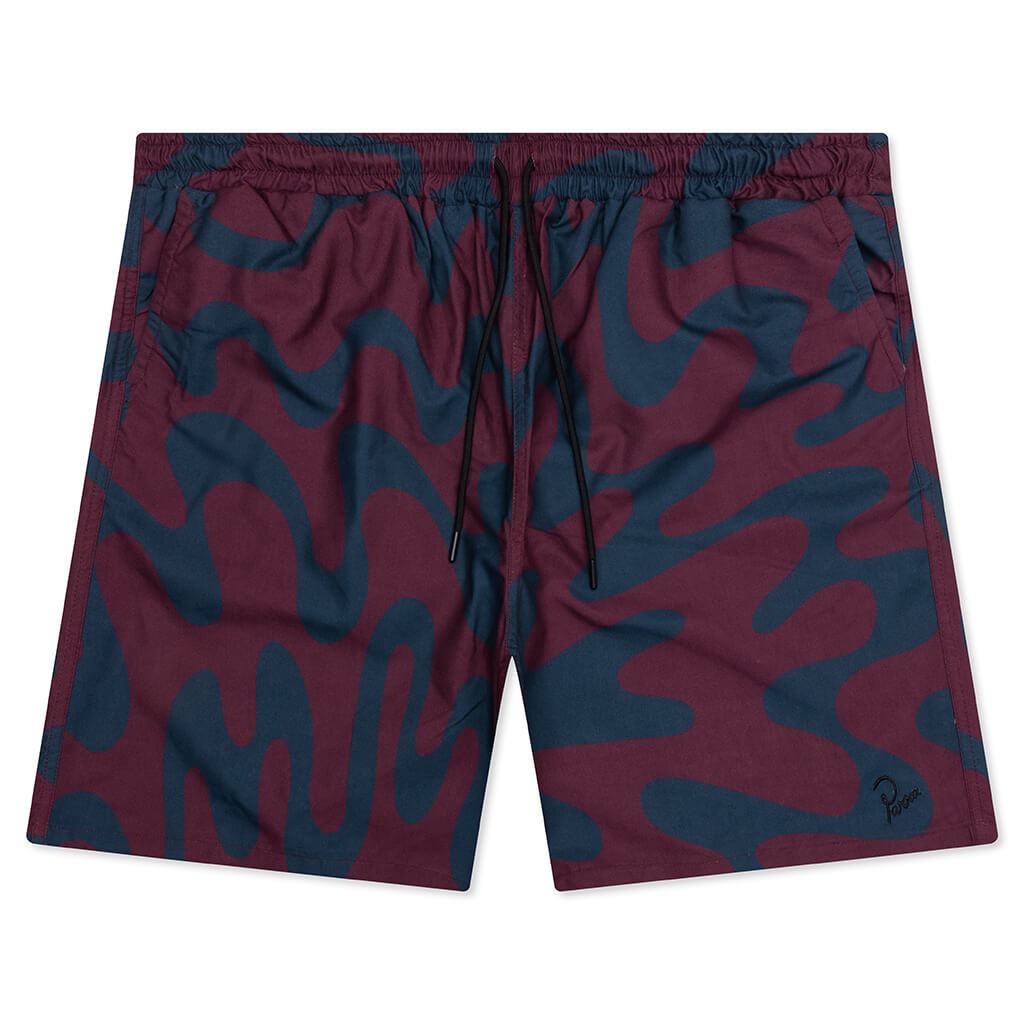 Splashed Swim Shorts - Burgundy