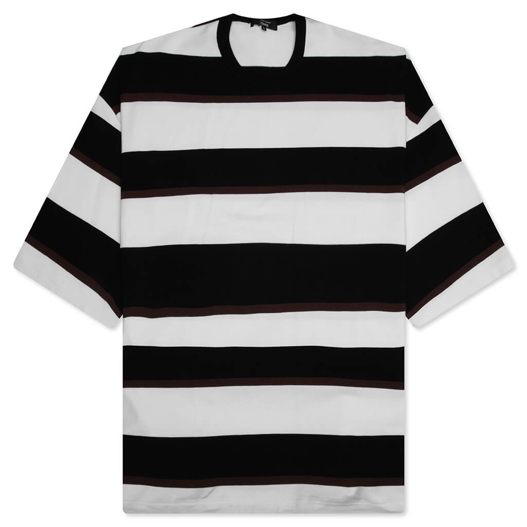 Cotton Jersey Multi Border T-Shirt - Black/Brown/White