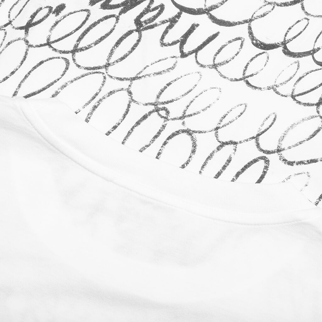 Scribble Motif T-Shirt - Lily White