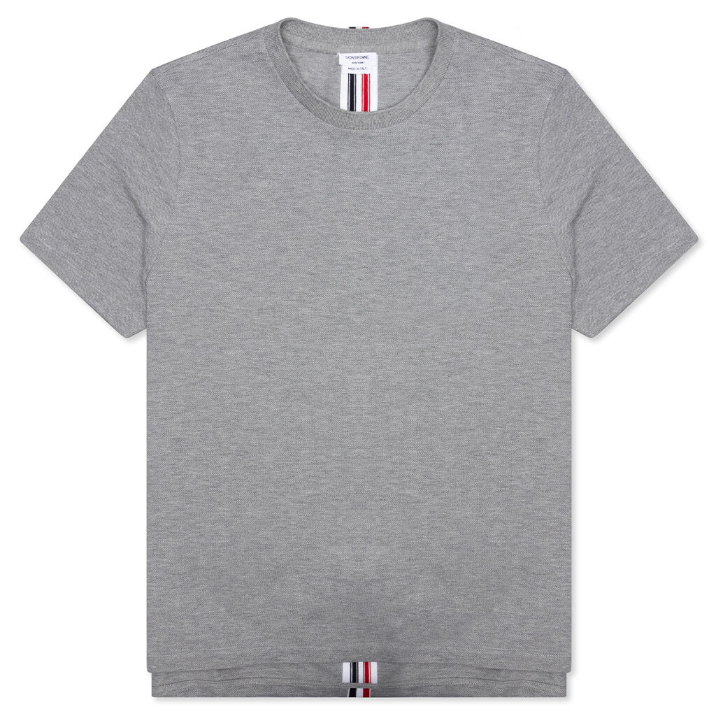 Center Back Stripe Pique Tee - Light Grey