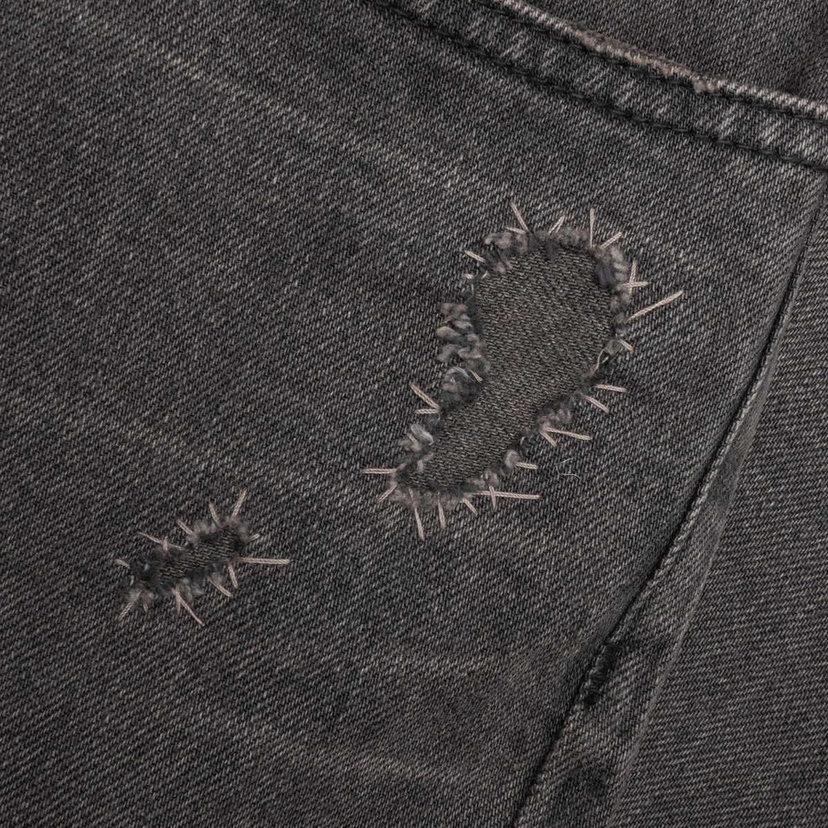 Distressed Denim Trousers - Black