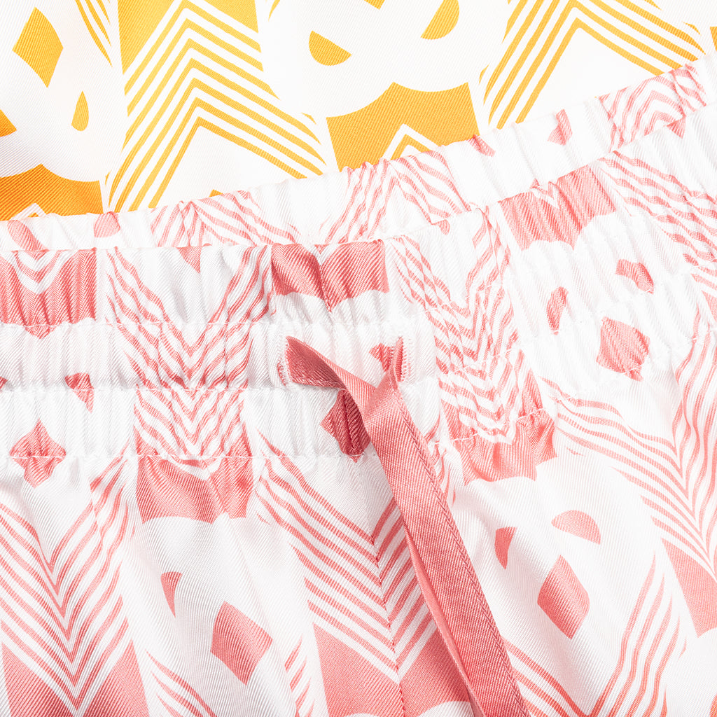 Unisex Silk Shorts With Drawstrings - Heart Monogram Gradient