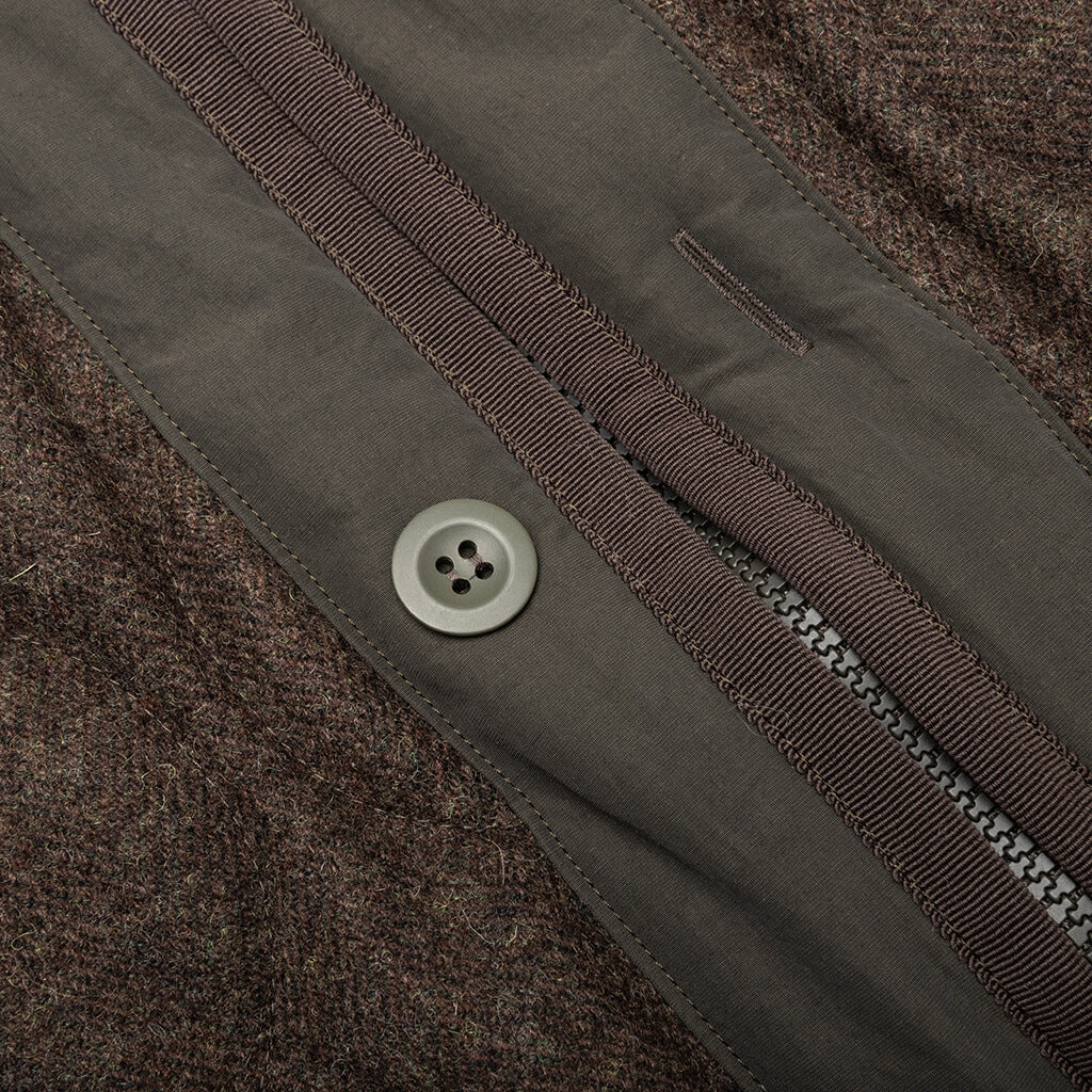 Wool Herringbone Quilted Vest - Khaki