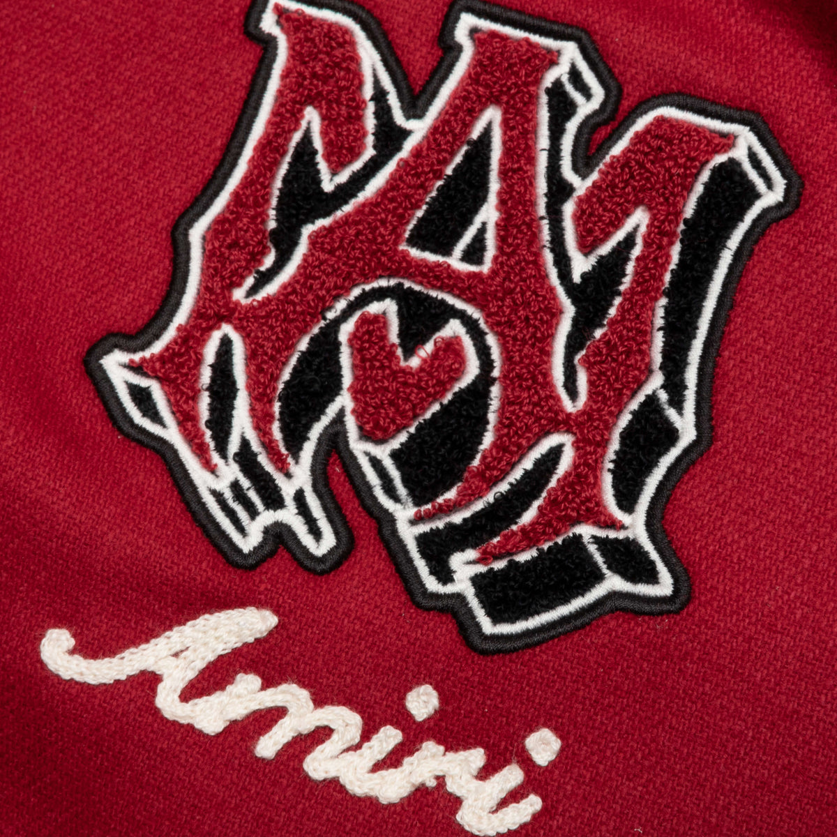 Vintage Patch Varsity Bomber Jacket - Red