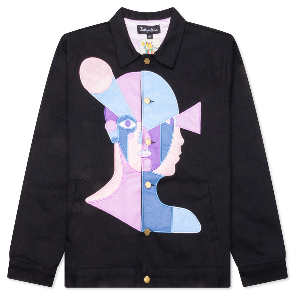 Whose Idea Is It Anyway Patched Work Jacket - Black