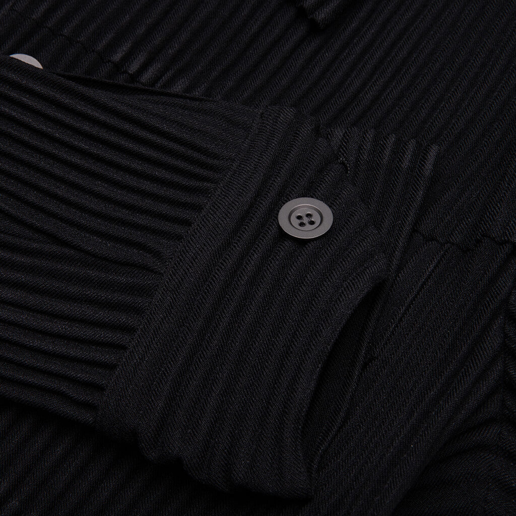 Wool Like Light Trucker Jacket - Black