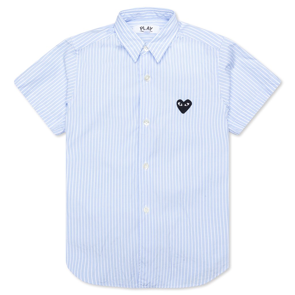 Kid's S/S Striped Shirt - Light Blue/White