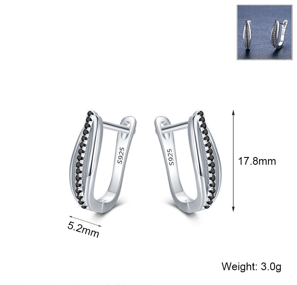 Silver hoop earrings with measurements and weight details on a white background