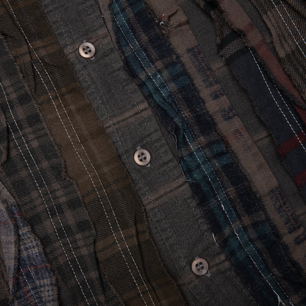 Over Dyed Ribbon Wide Shirt - Brown
